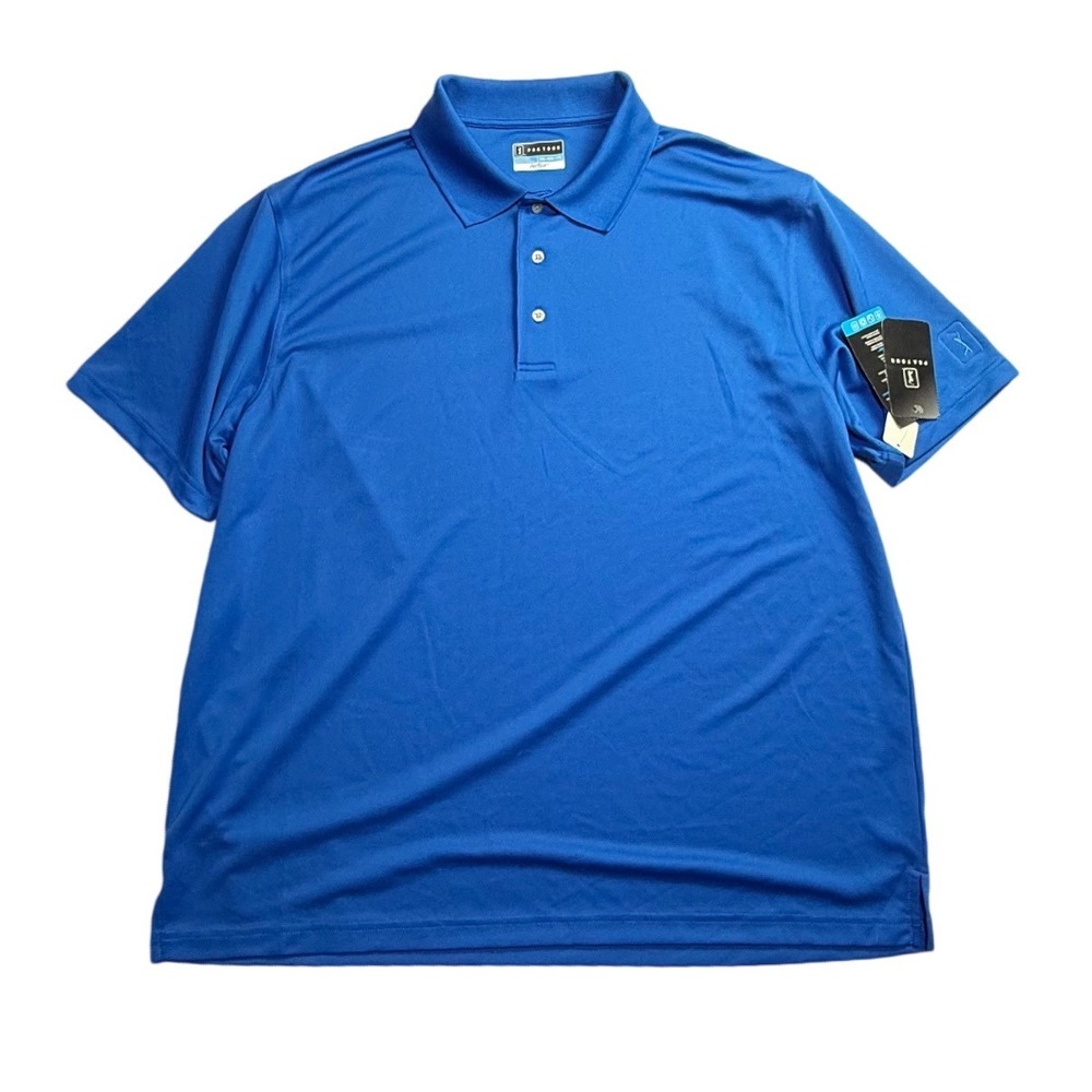 PGA Tour Airflux Mesh Polo Shirt Mens XXL Blue Short Sleeve Golf New-2327